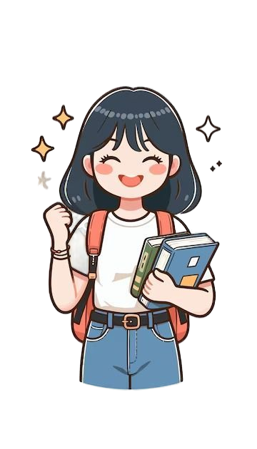 Ilustrasi siswi membaca buku